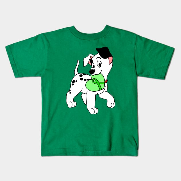 Dalmatian with green Awareness ribbon Kids T-Shirt by CaitlynConnor